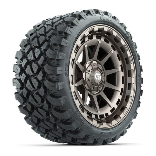 GTW® Barricade Satin Bronze 15 inch Wheels with 23x10-R15 Nomad Steel Belted Radial All-Terrain Tires Full Set