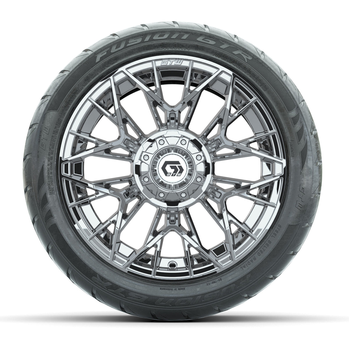 GTW Stellar Chrome 14 in Wheels with 225/40-R14 Fusion GTR Street Tires Full Set
