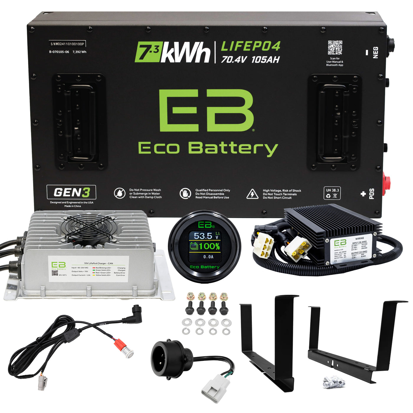Eco Battery 70V 105Ah LifePo4 Lithium Golf Cart Battery Kit for Yamaha Drive & Drive2 2011+ Gen 3 10 Year Warranty