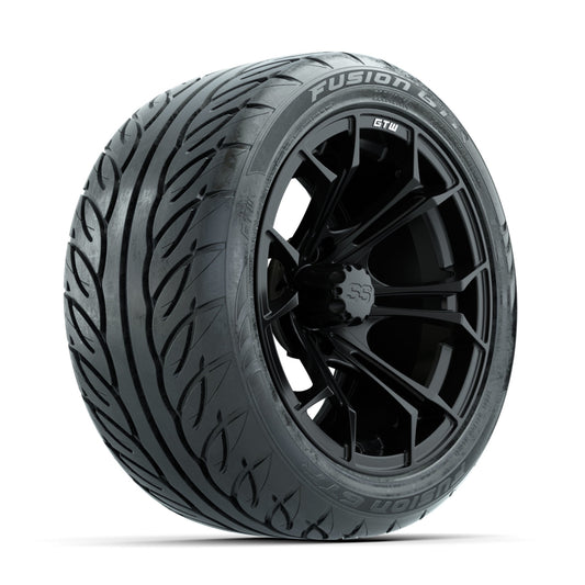 GTW Spyder Matte Black 14 in Wheels with 225/40-R14 Fusion GTR Street Tires Full Set
