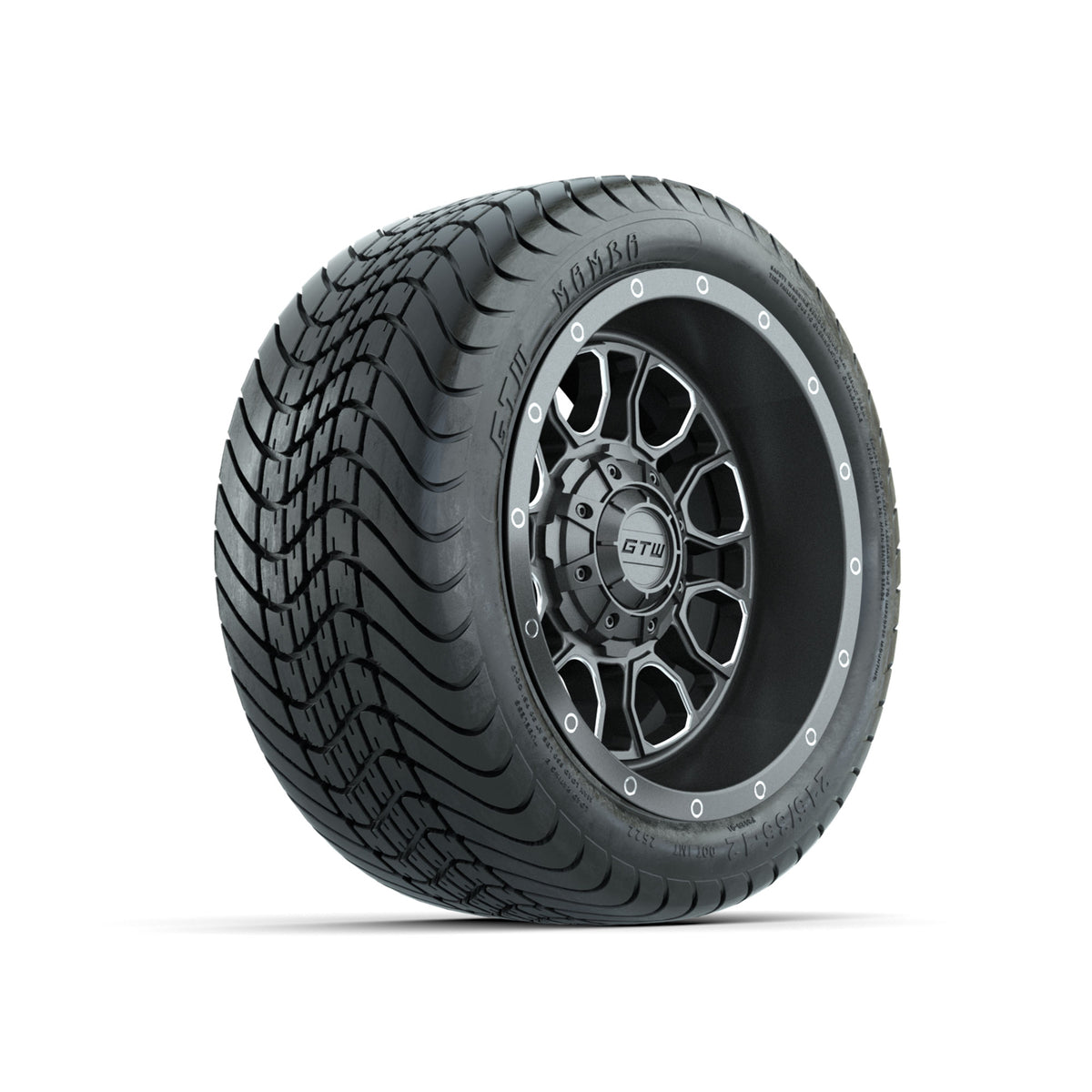 GTW Volt Gunmetal/Machined 12 in Wheels with 215/35-12 Mamba Street Tires Full Set
