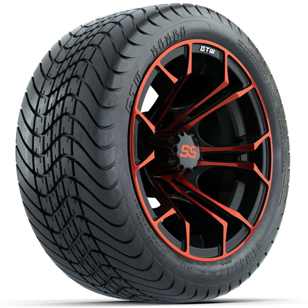 GTW Spyder Red/Black 12 in Wheels with 215/35-12 GTW Mamba Street Tires Full Set