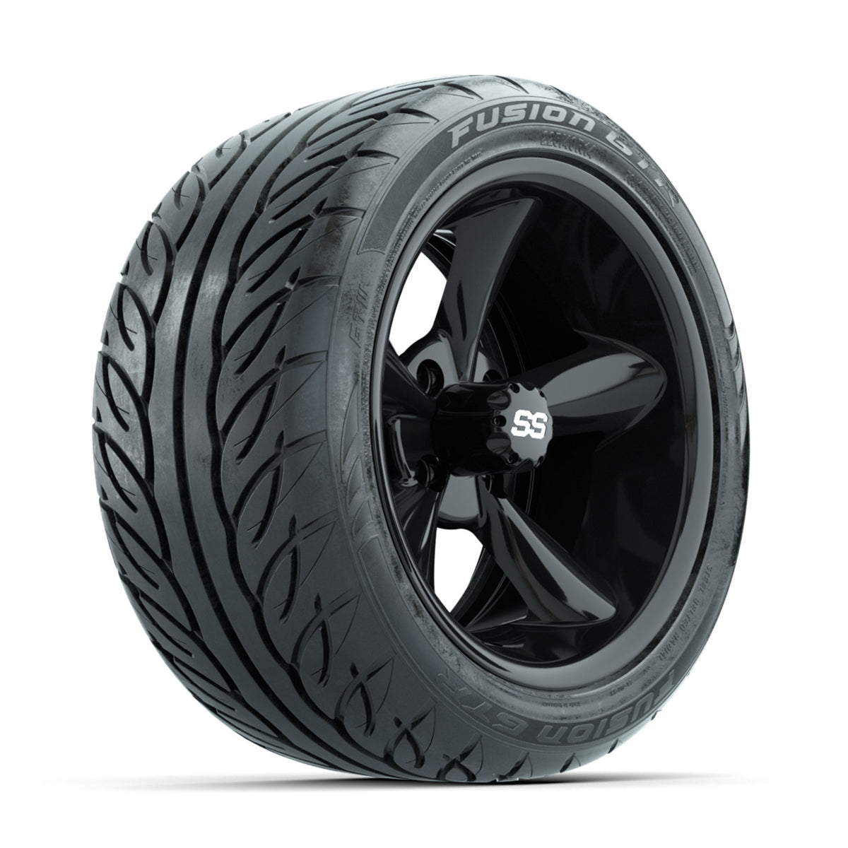 GTW Godfather Black 14 in Wheels with 225/40-R14 Fusion GTR Street Tires Full Set