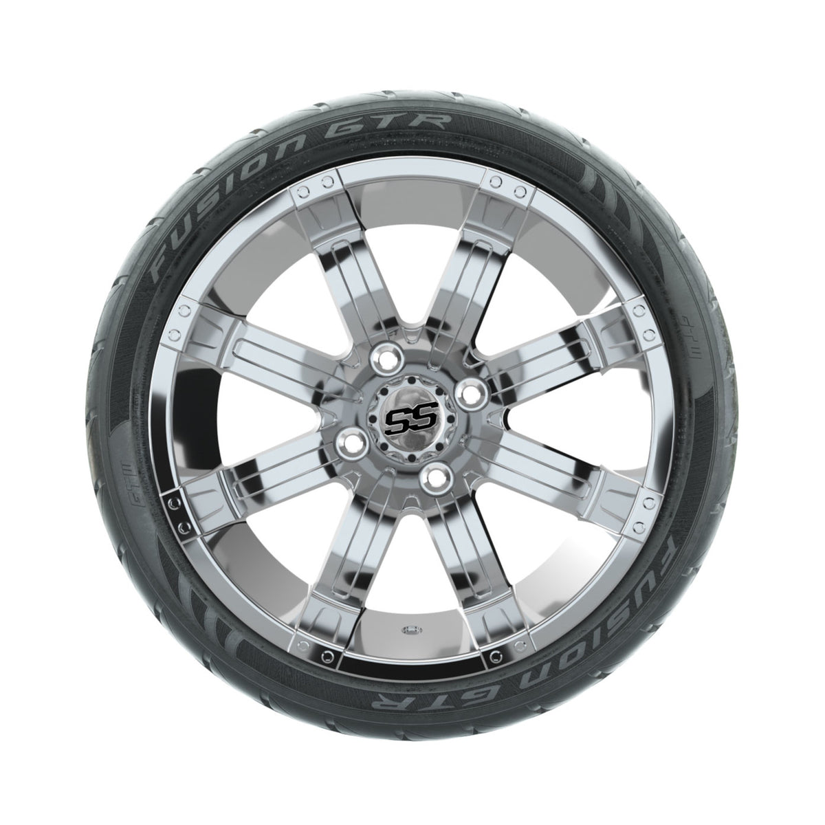 14" GTW Tempest Chrome Wheels with Fusion GTR Street Tires Set of 4