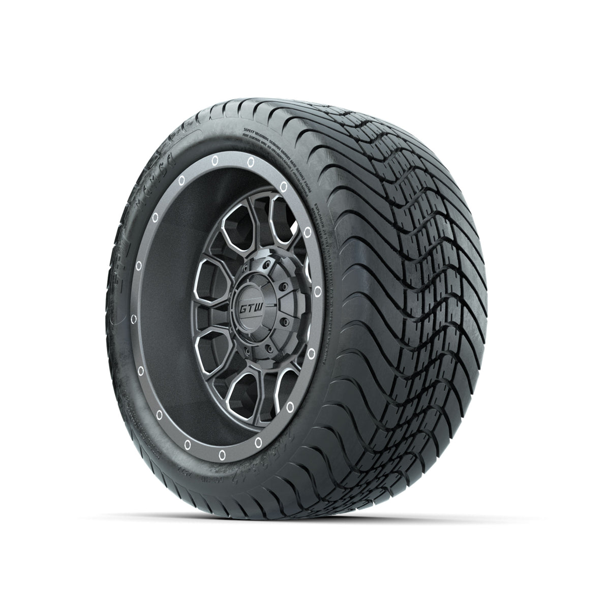 GTW Volt Gunmetal/Machined 12 in Wheels with 215/35-12 Mamba Street Tires Full Set