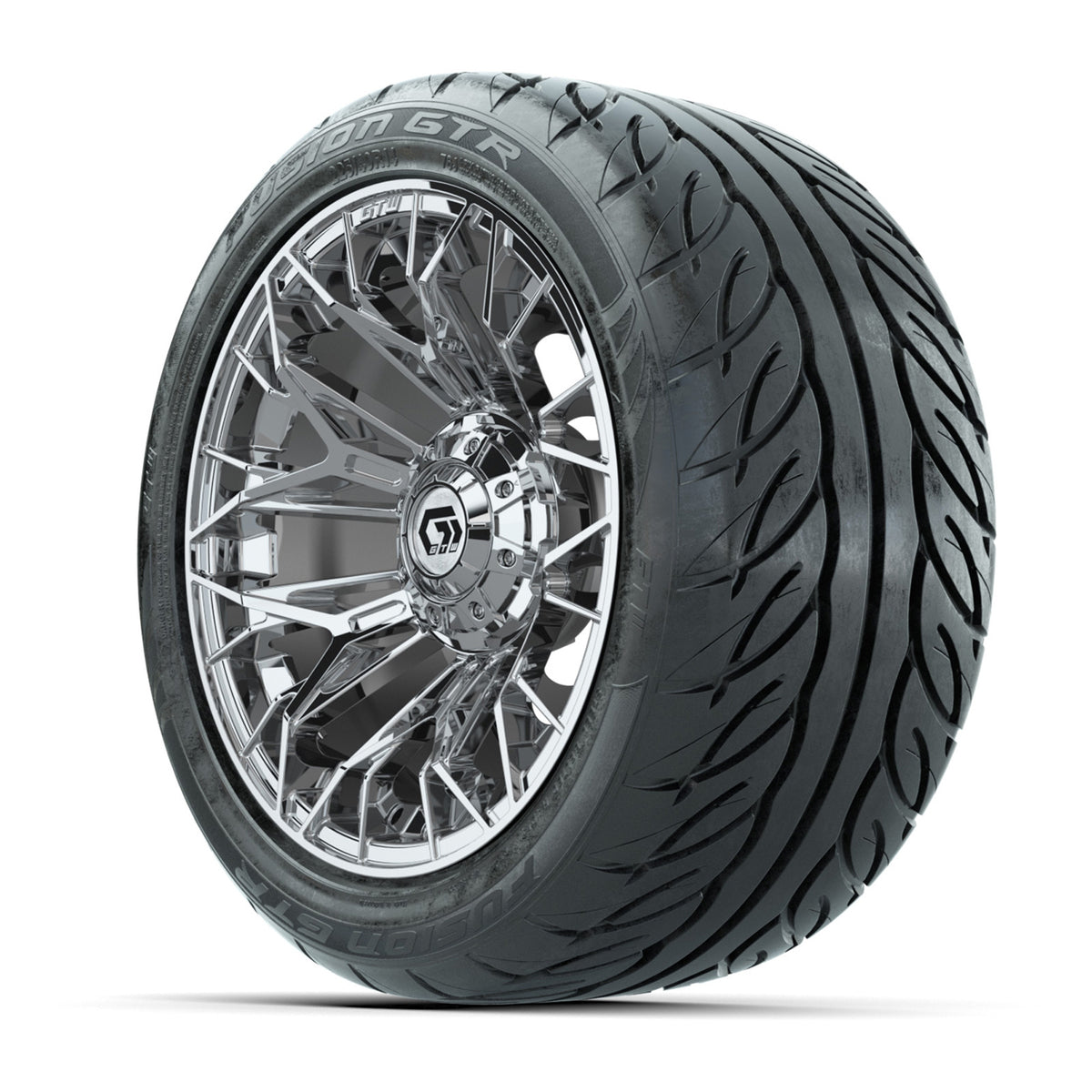 GTW Stellar Chrome 14 in Wheels with 225/40-R14 Fusion GTR Street Tires Full Set
