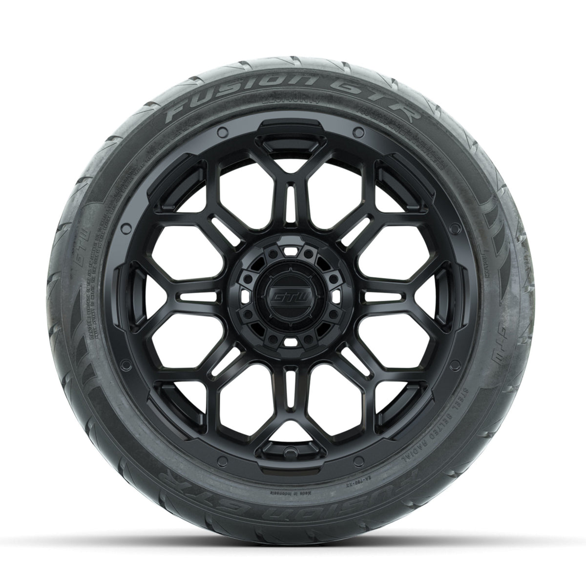 GTW Bravo Matte Black 14 in Wheels with 225/40-R14 Fusion GTR Street Tires Full Set