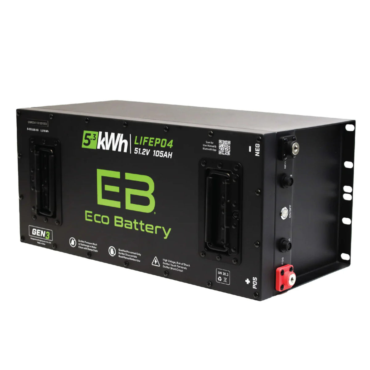 Gen 3 Eco Battery 51V 105Ah “Skinny" LifePo4 Lithium Battery Only 10 Year Warranty