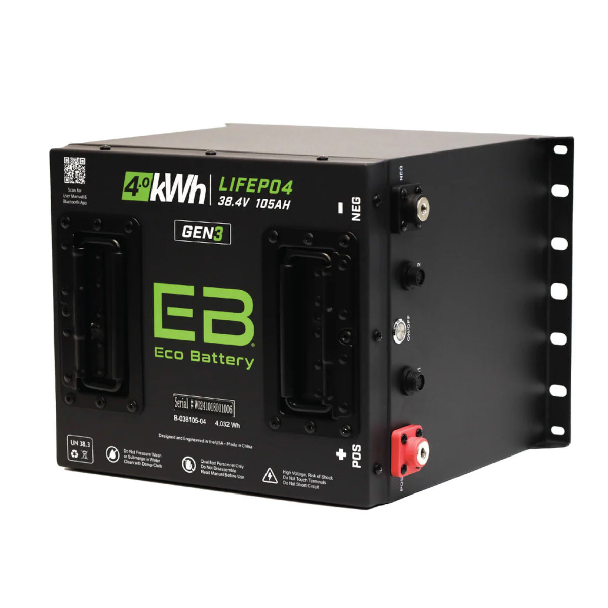 Eco Battery 38V 105Ah Cube LifePo4 Lithium Battery Only Gen 3 10 Year Warranty