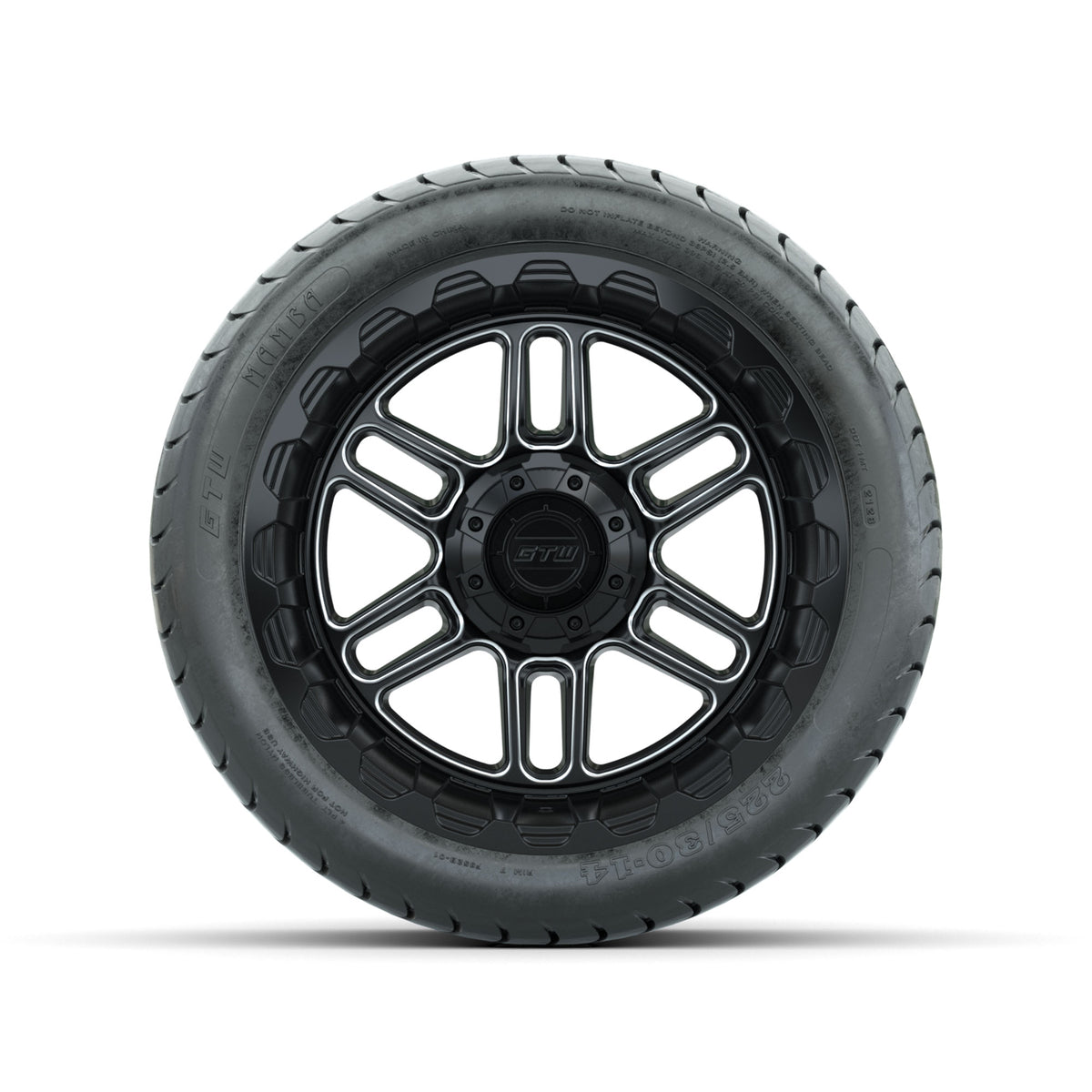 Set of (4) 14 in GTW® Titan Machined & Black Wheels with 225/30-14 Mamba Street Tire