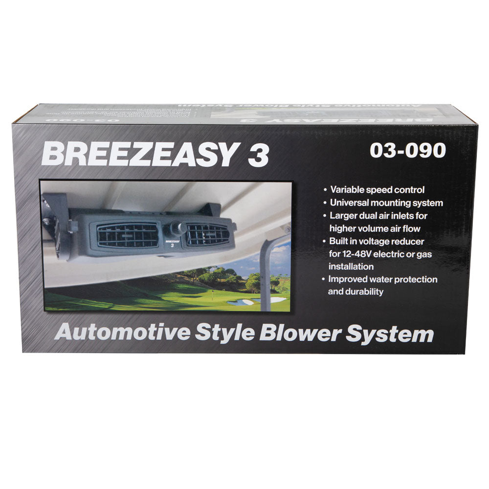 Breezeasy 3 Golf Cart Fan System with Voltage Converter | 12-48V Gas & Electric