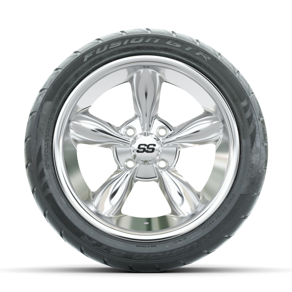 GTW Godfather Chrome 14 in Wheels with 225/40-R14 Fusion GTR Street Tires Full Set