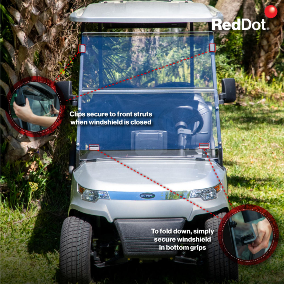 RedDot Star EV Capella Clear Folding Windshield Made in USA