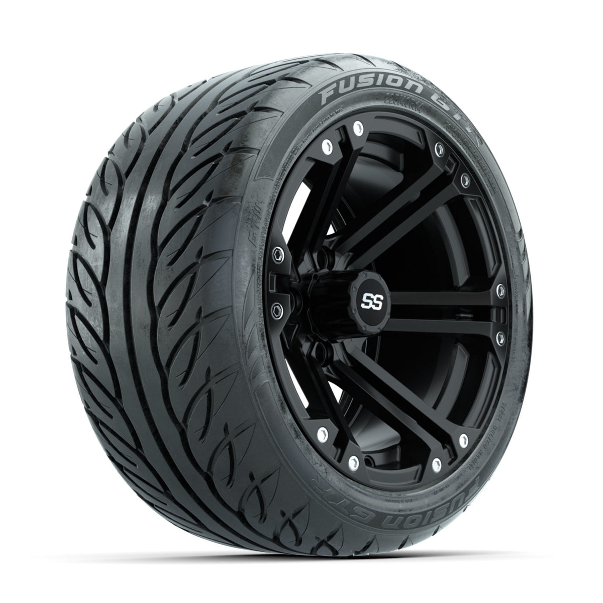 GTW Specter Matte Black 14 in Wheels with 225/40-R14 Fusion GTR Street Tires Full Set