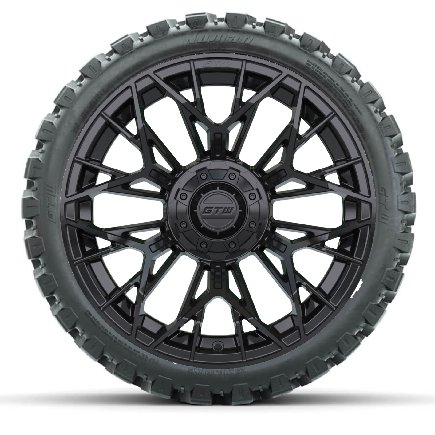 Set of 4 GTW 15" Stellar Matte Black Golf Cart Wheels on 23" Nomad A/T Tires