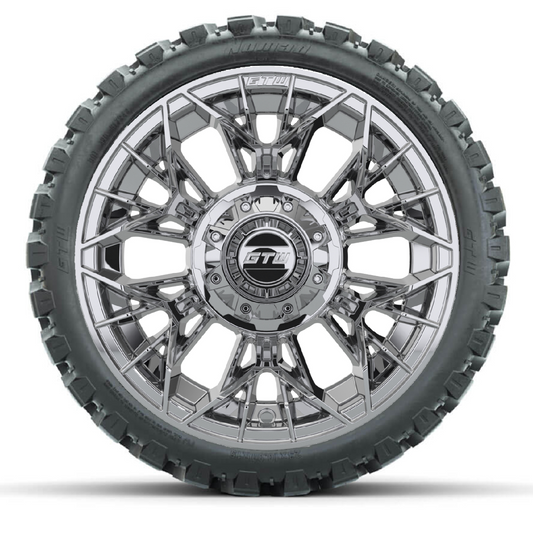 Set of 4 GTW 15" Stellar ALL CHROME Golf Cart Wheels on 23" Nomad A/T Tires