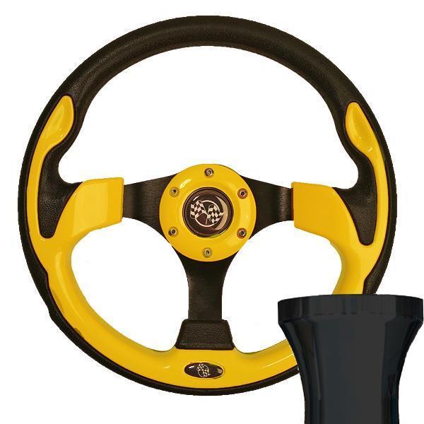 STEERING WHEEL KIT, YELLOW/RALLY 12.5 W/BLACK ADAPTER, E-Z-G