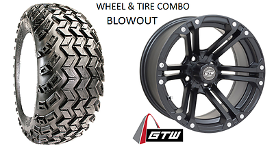 14" SPECTER MATTE BLACK WHEELS 23" SAHARA ALL TERRAIN TIRES GOLF CART (4) set