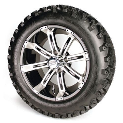 14" TEMPEST ALUMINUM BLACK WHEELS 23" SAHARA ALL TERRAIN TIRES GOLF CART (4)set