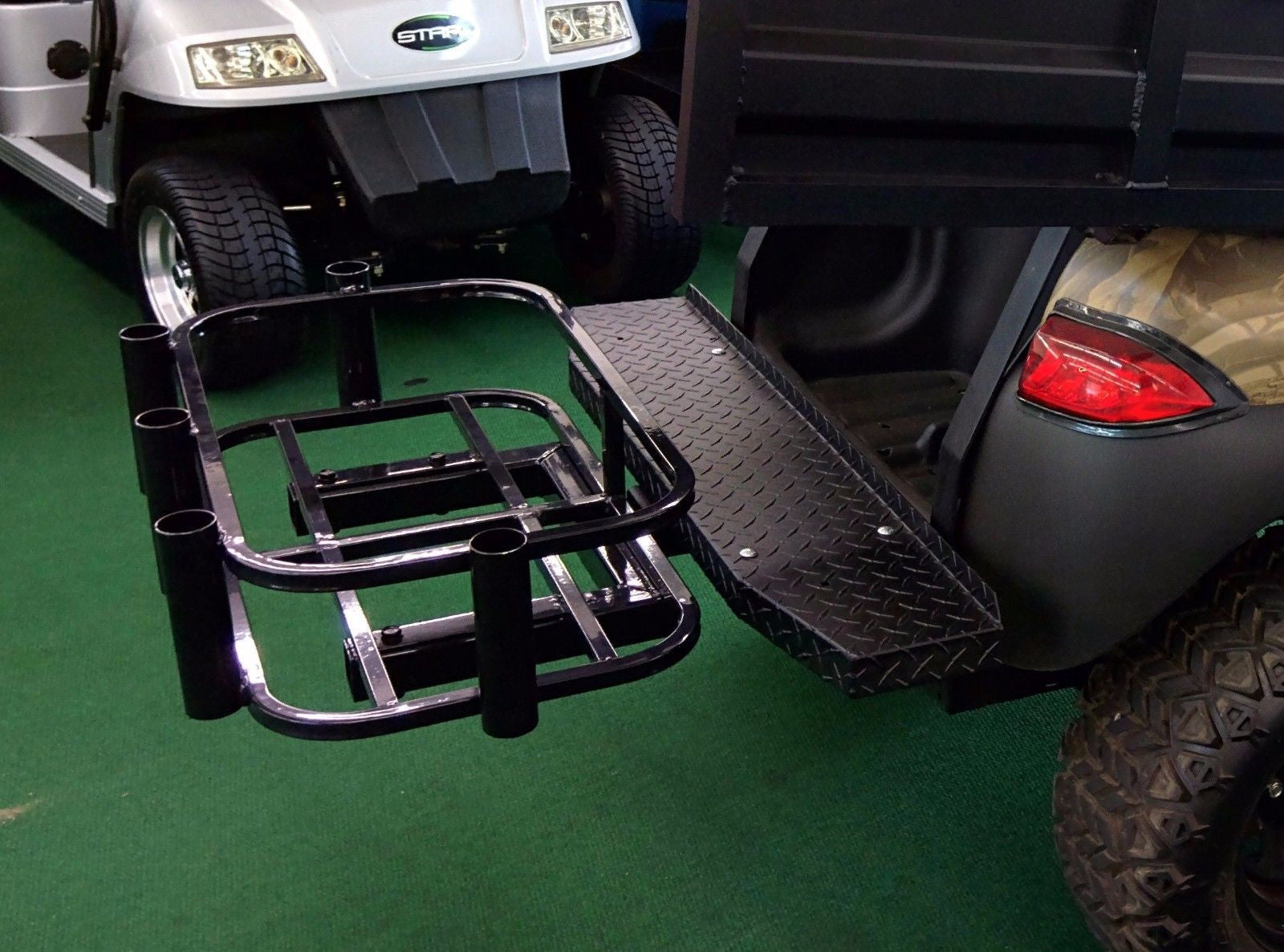 Golf Cart Cooler & Fishing Rod Holder Hitch Mount | 5 Rod Holders GolfCartGurus Golf Cart Cooler & Fishing Rod Holder Hitch Mount | 5 Rod Holders GolfCartGurus