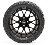 14 inch Matte Black Vortex  w/ 22 10 14 Timberwolf Hybrid Tire (set of 4)
