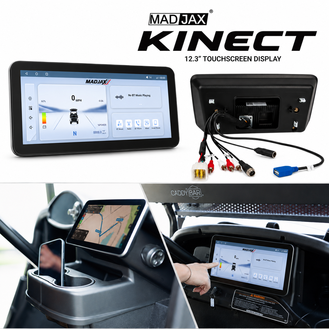 Madjax 12.3" Kinect Touch Screen Golf Cart Stereo System