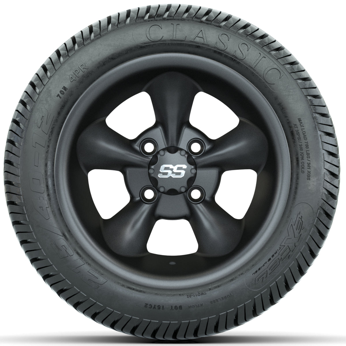 Set of (4) 12" GTW Godfather Wheels with 215/40-12 Excel Classic Street Tires