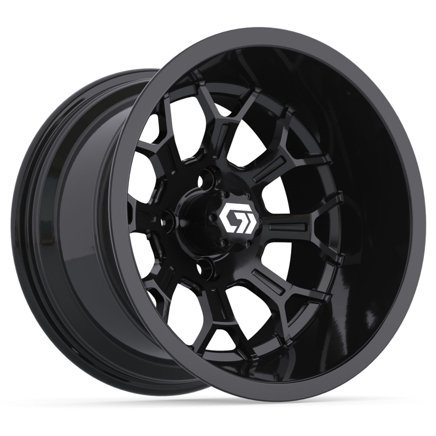 GTW Assault Gloss Black 14" Golf Cart Wheel | Deep Dish
