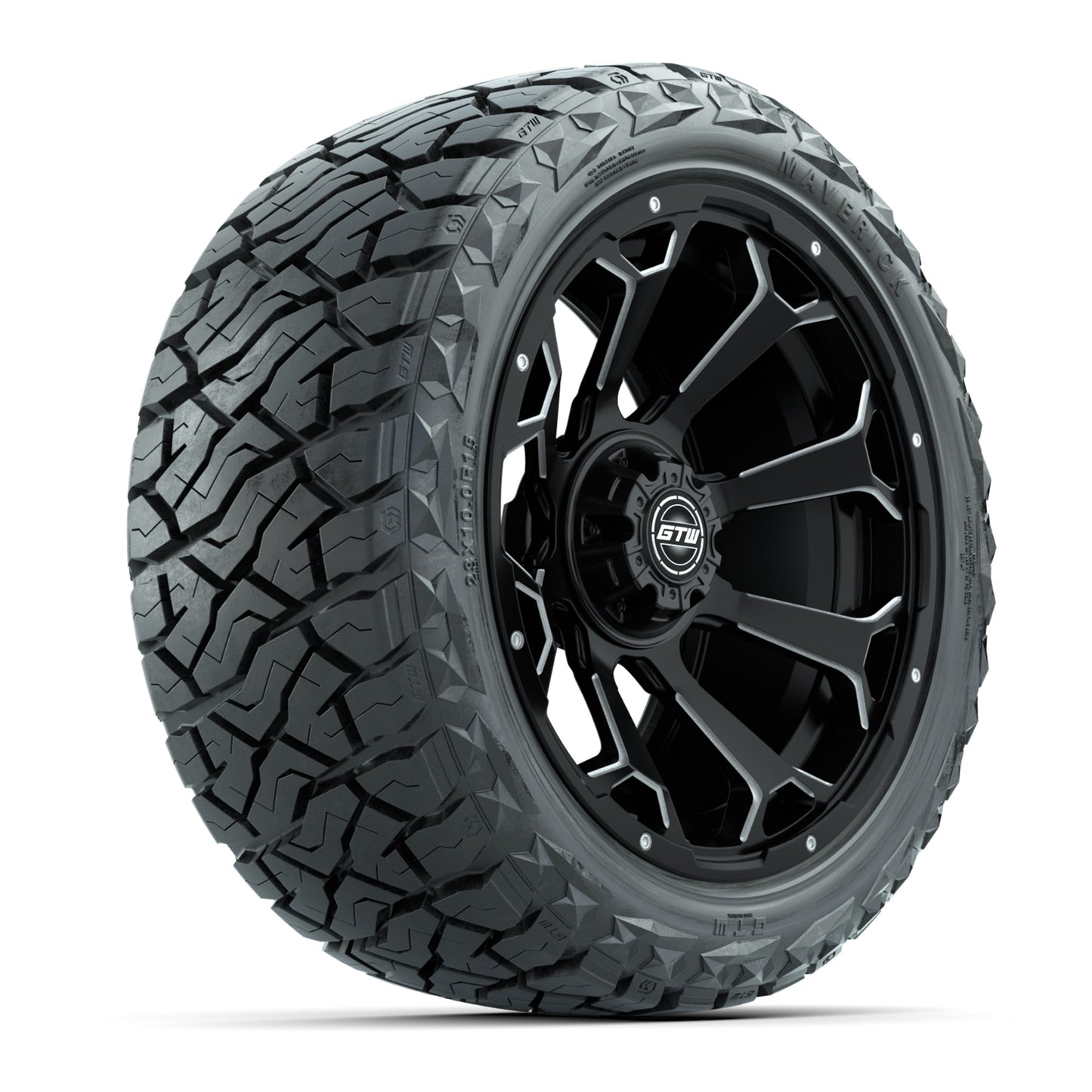 GTW Raven Matte Black 15" Wheels & 23x10.00-R15 Maverick All-Terrain Tires – Set of 4