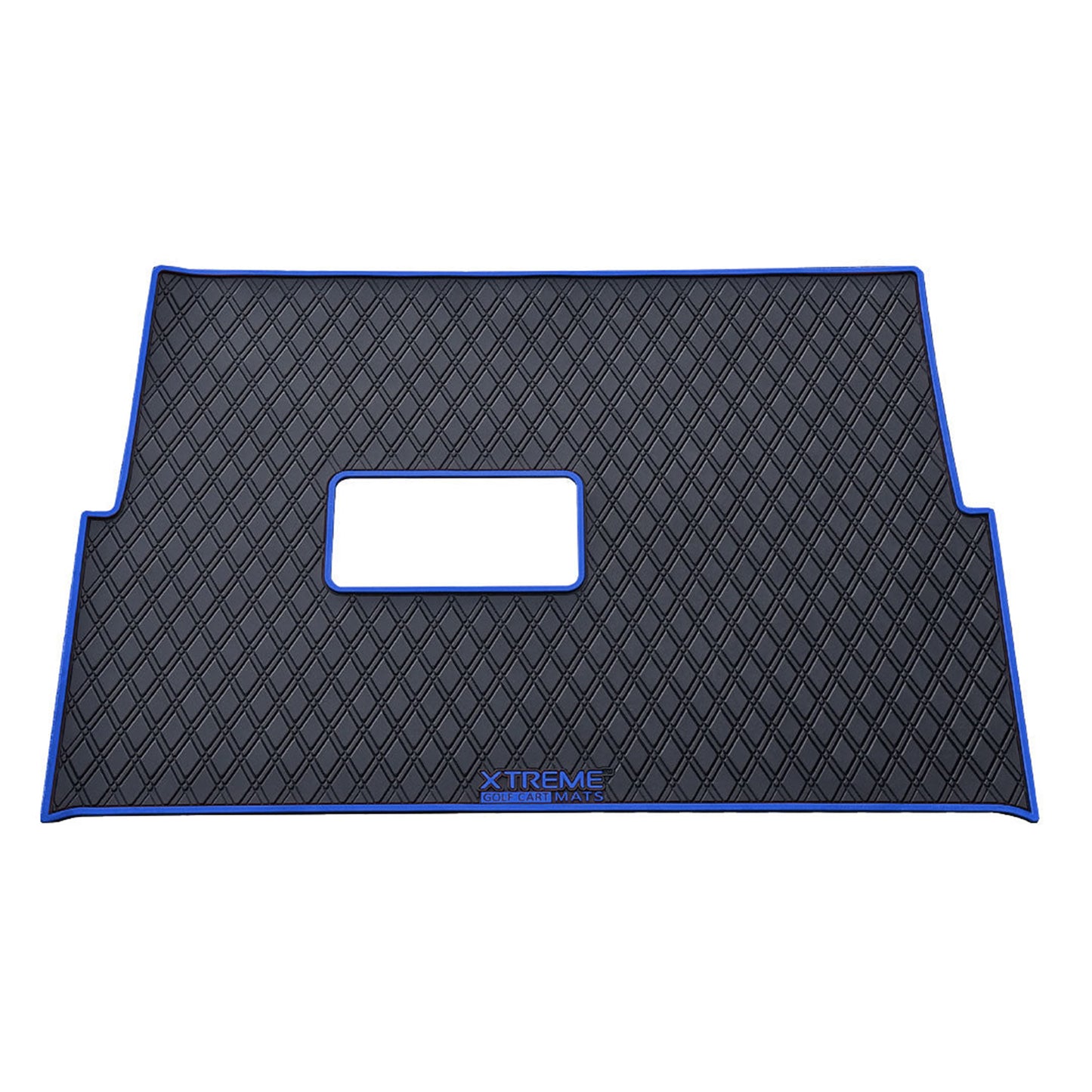 Xtreme Mats Full Coverage Golf Cart Floor Mat – Advanced EV Advent 4 | Black & Blue Trim