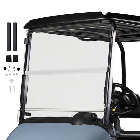 Clear E-Z-GO RXV Impact-Resistant Folding Windshield (Years 2008-Up)