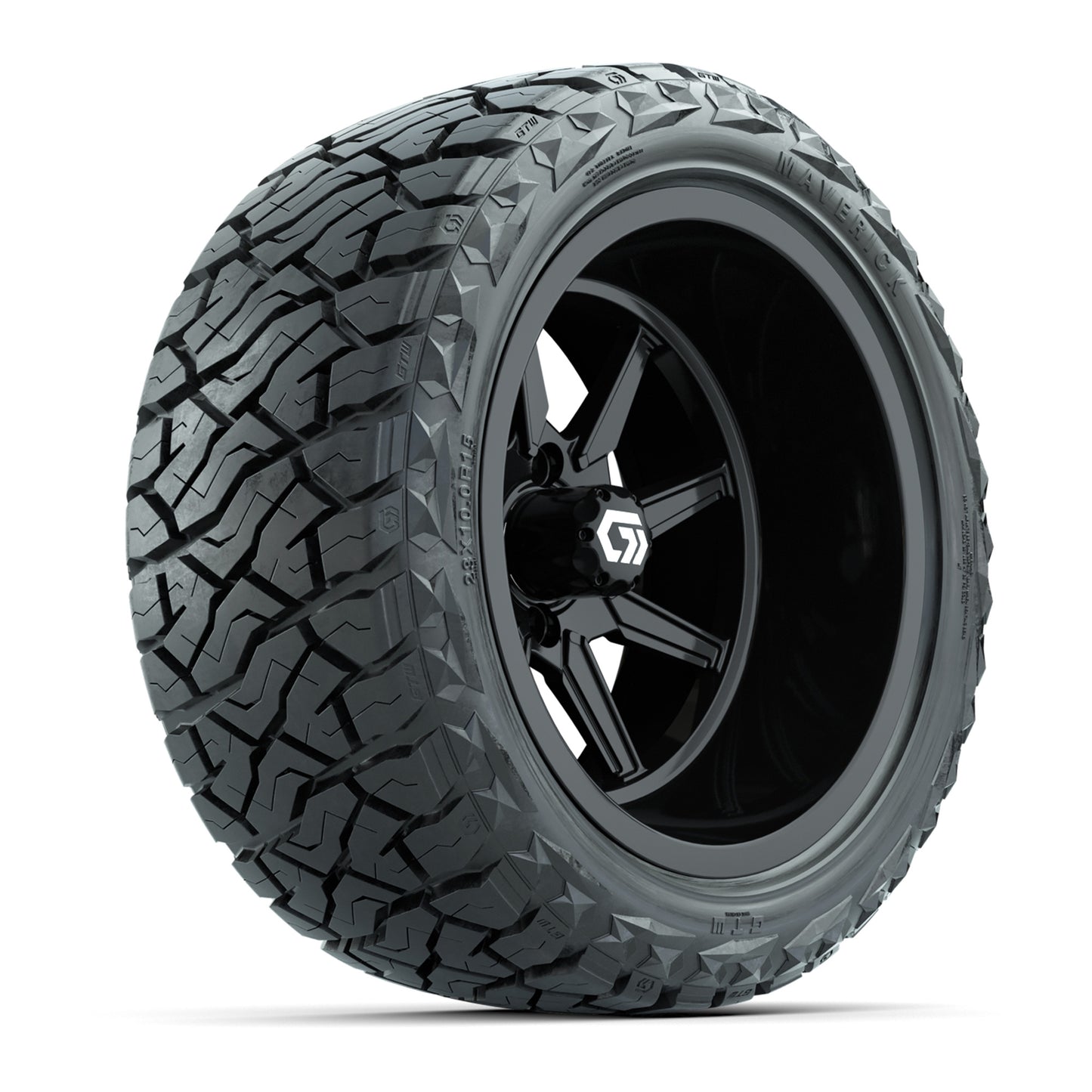 GTW Reaper Gloss Black 15" Deep Dish Wheels with 23X10-R15 Maverick Steel Belted Radial All-Terrain Tires - Full Set