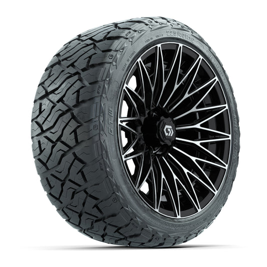 GTW 16" Blur Black/Machined Golf Cart Wheels & 225/40-R16 Maverick Street Tires