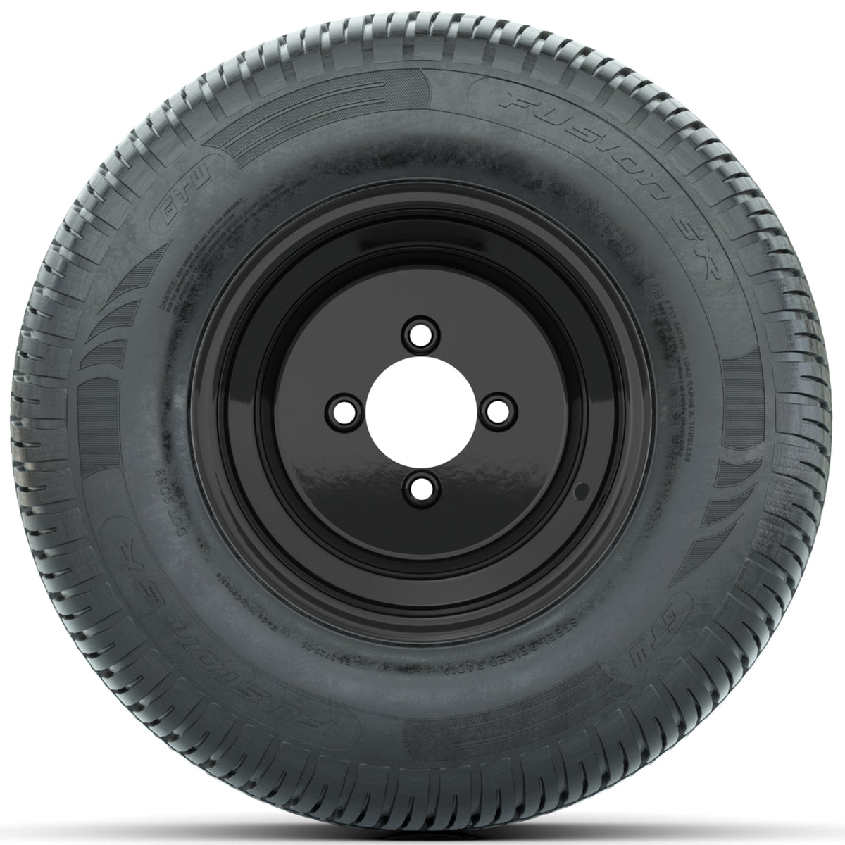 Set of (4) 10" Black Steel Offset Wheels with 205/65-10 Fusion Street Tires