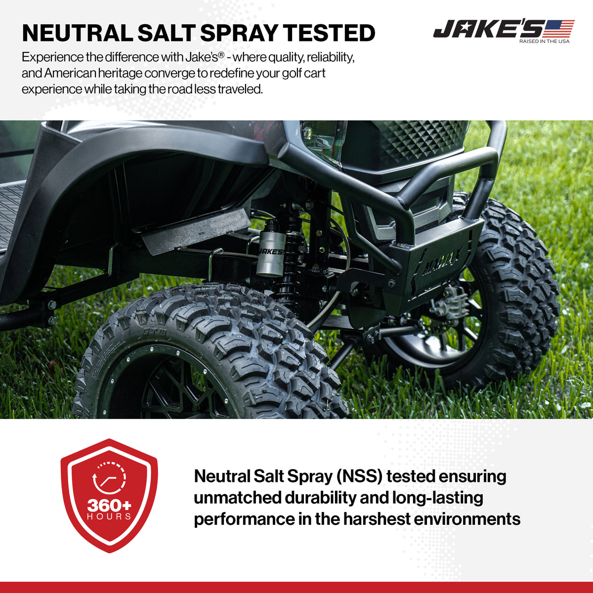 13.5-Up EZGO TXT Electric - Jakes Long Travel w/Updated External Reservoir Shocks