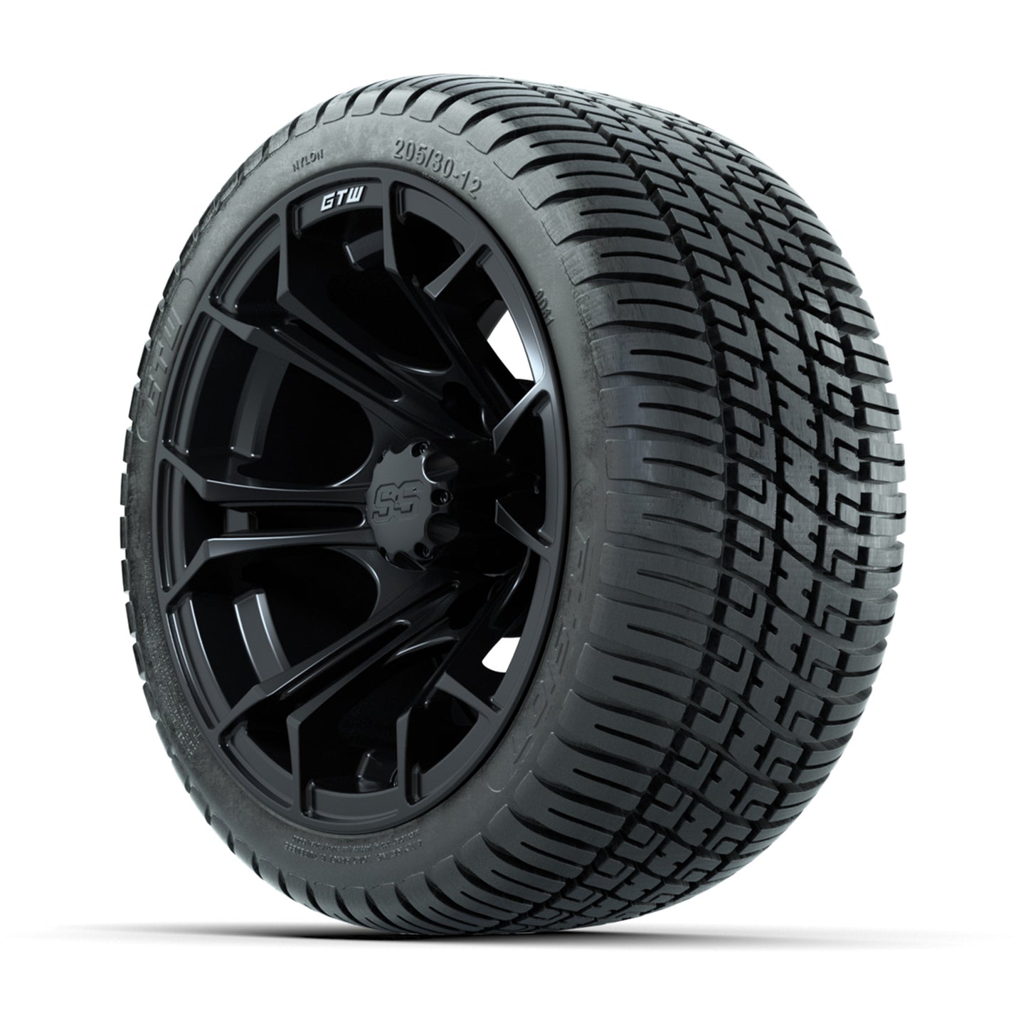 GTW Spyder 12" Matte Black Wheels with 18" Fusion DOT Street Tires — Set of 4