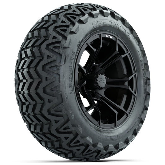GTW Spyder Matte Black 14 in Wheels with 23x10-14 GTW Predator All-Terrain Tires Full Set