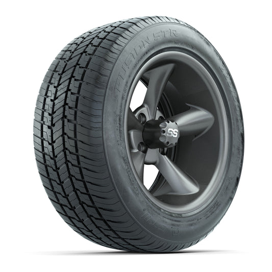 GTW® Godfather Matte Gray 14" Wheels with 255/50-R14 Fusion STR DOT Approved Street Tires - Full Set
