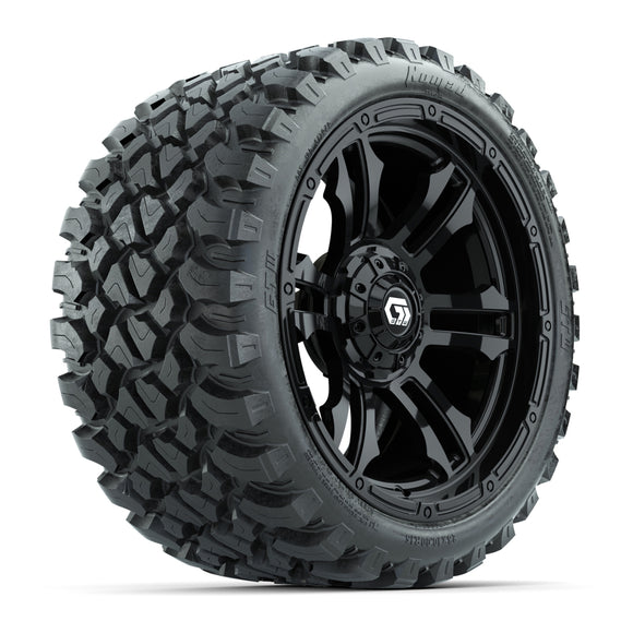 GTW® Shogun Gloss Black 15 in Wheels with 23x10-R15 Nomad Steel Belted Radial All-Terrain Tires Full Set