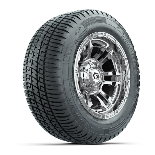 GTW® Shogun Chrome 12 in Wheels with 215/50-R12 Fusion S/R Steel Belt Radial Tires Full Set