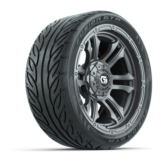 GTW® Shogun Gunmetal 14 in Wheels with 205/40-R14 Fusion GTR Steel Belted Street Tires Full Set