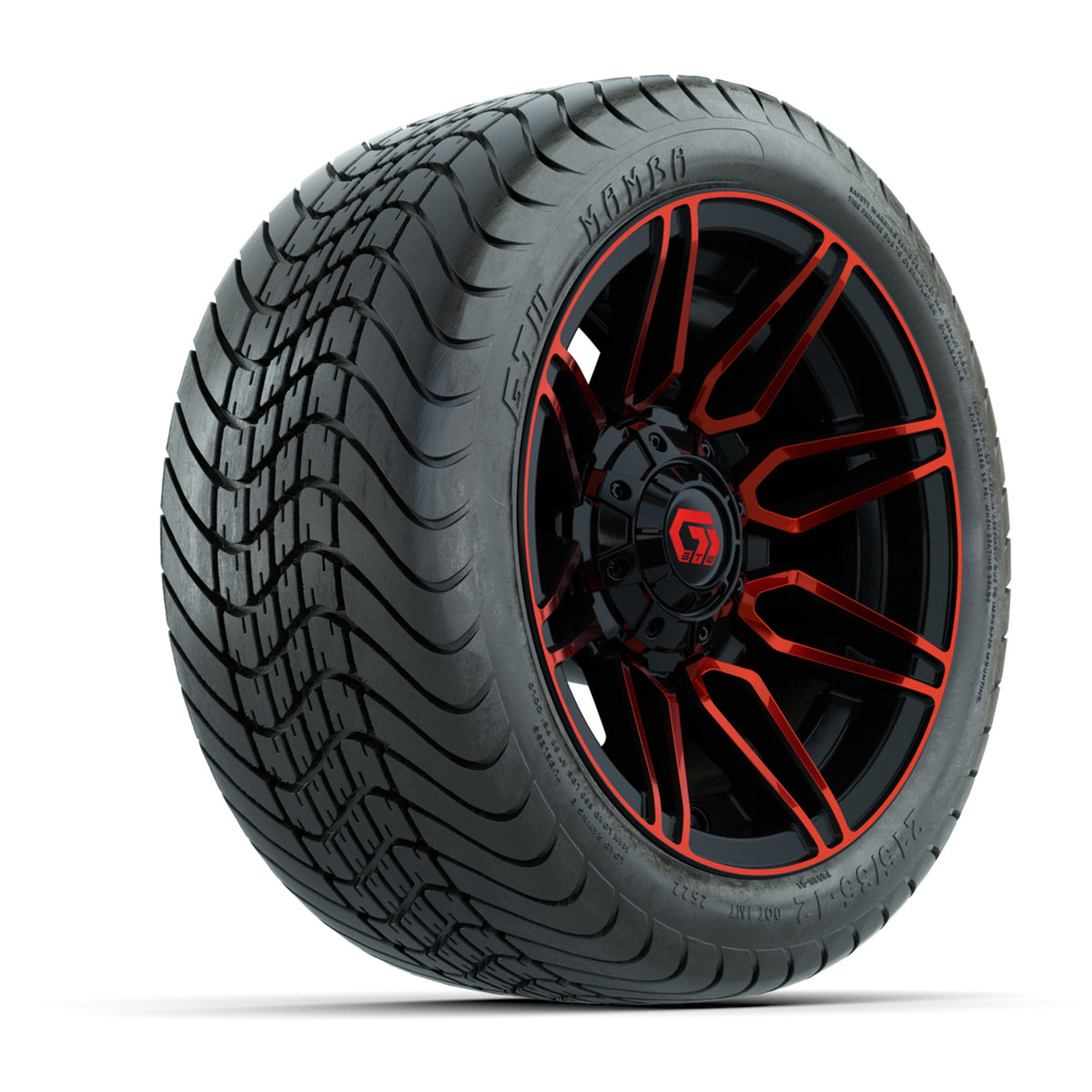12 Inch Street Rims GTW® Stealth Black/Red 12 in Wheels with 215/35-12 Mamba Street Tires ...