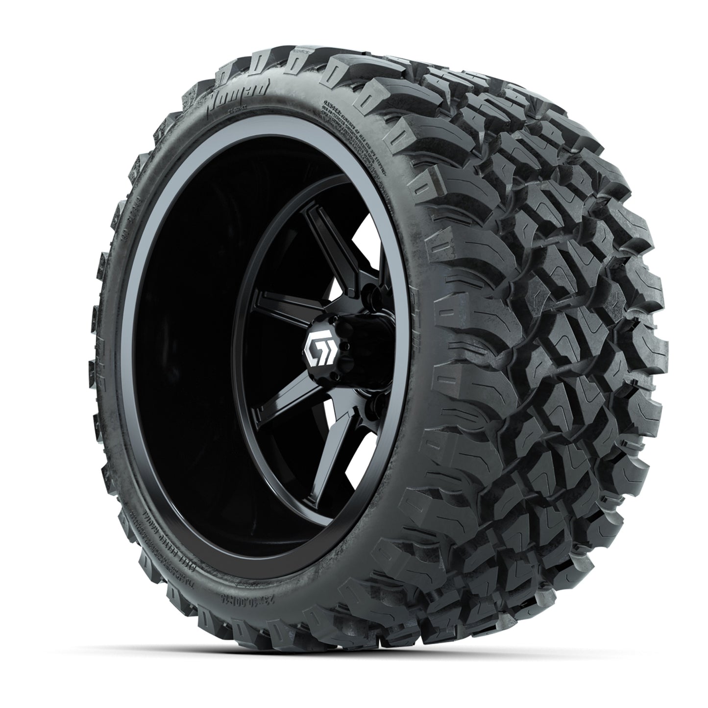 GTW® Reaper Gloss Black 15" Wheels with 23X10-R15 Nomad Steel Belted Radial All-Terrain Tires - Full Set