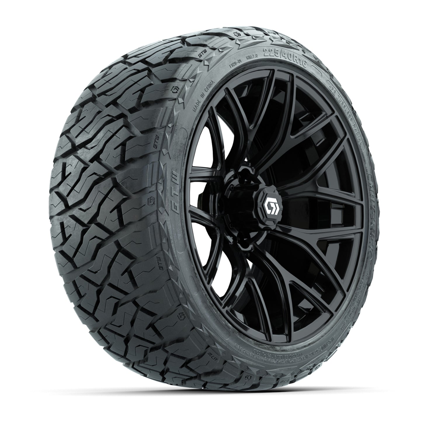GTW® Monaco Gloss Black 16" Wheels with 225/40-R16 Maverick All Terrain Tires - Full Set