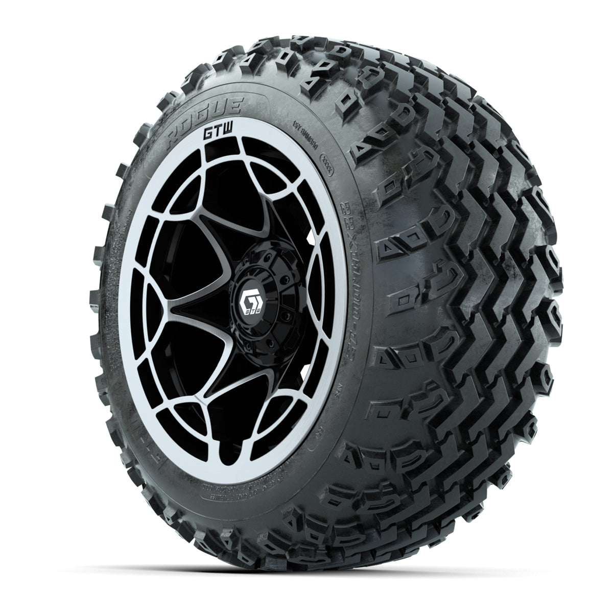 GTW® Nexus Gloss Black 12 in Wheels with 22x11.00-12 Rogue All-Terrain Tires Full Set