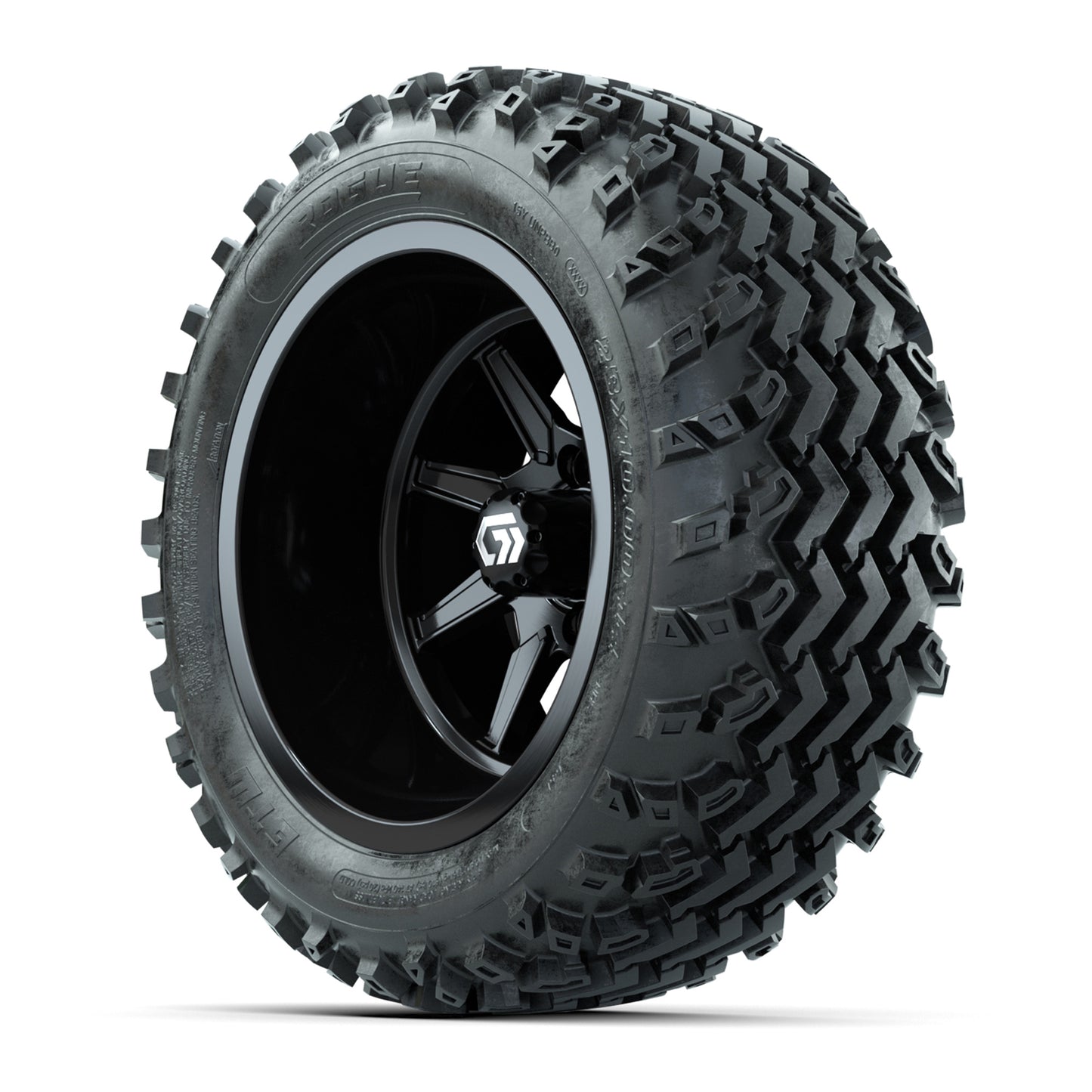 GTW Reaper Gloss Black 14" Golf Cart Wheels & 23X10-R14 Rogue A/T Tires – Set of 4