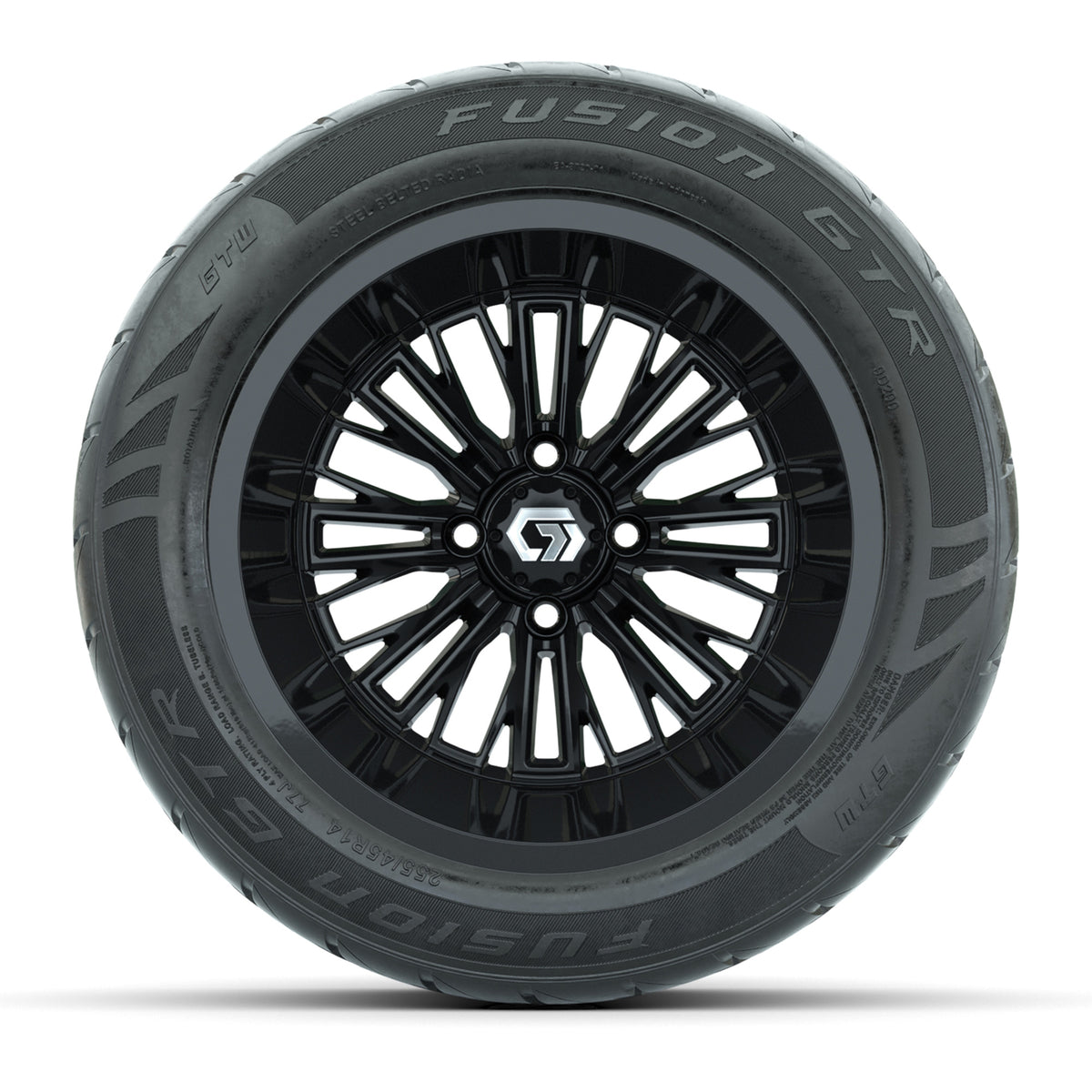 GTW Viper Gloss Black 14x9 Wheels with 255/45-R14 Fusion GTR Street Tires - Set of 4