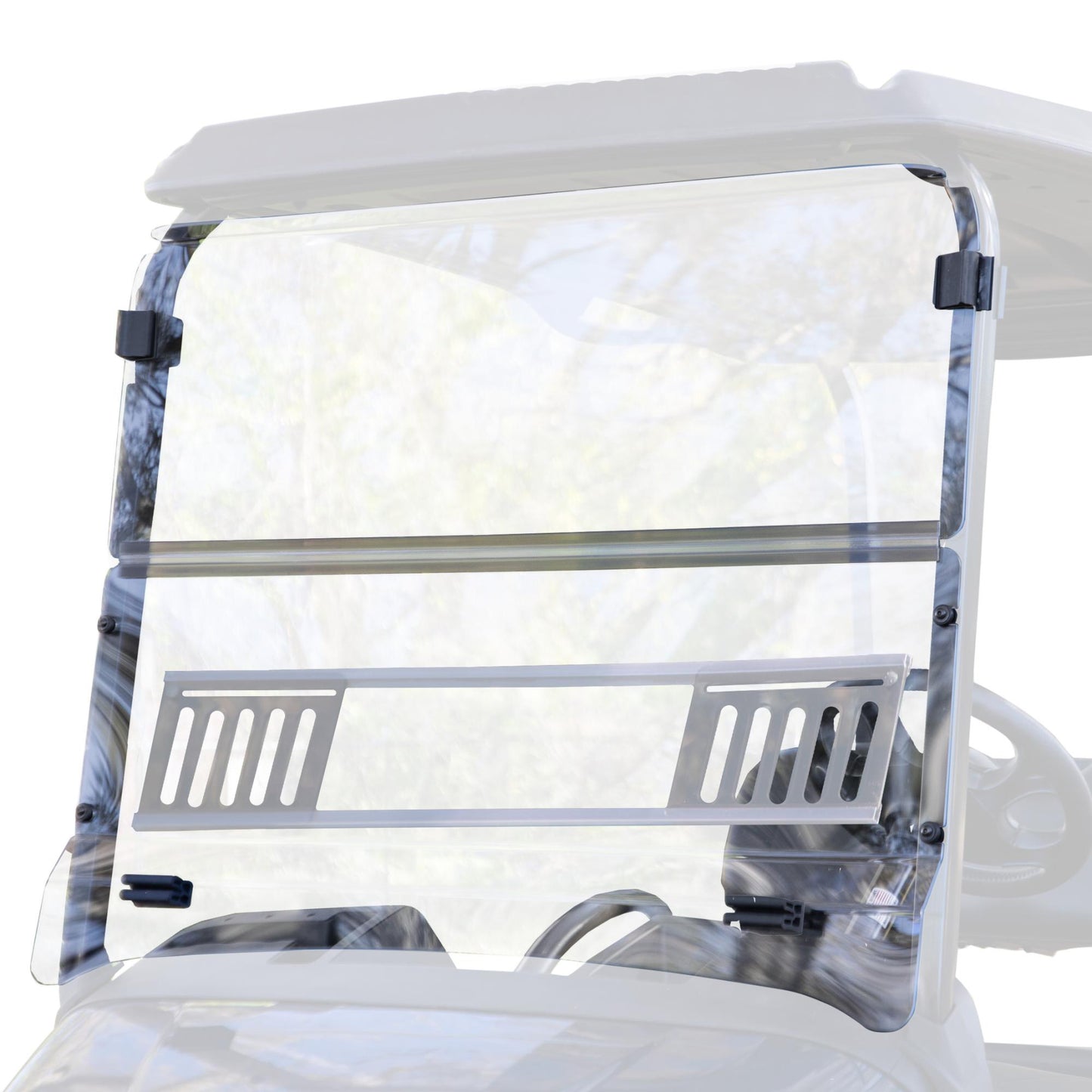 Tinted E-Z-GO RXV 1/4" Fold-Down Windshield with Vents (Years 2008-Up)