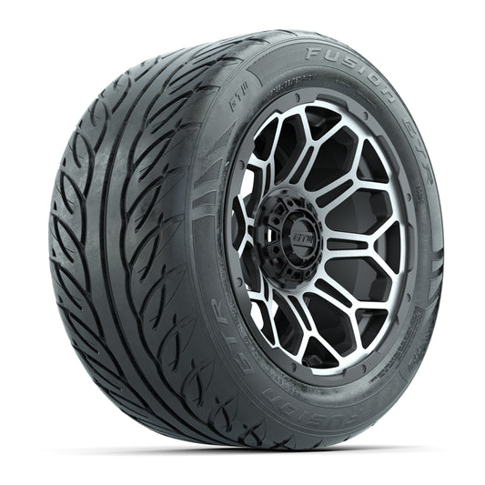 14" GTW® Bravo Matte Gray/Machined Golf Cart Wheels & 255/45-R14 Fusion GTR Radial Street Tires (Set of 4)