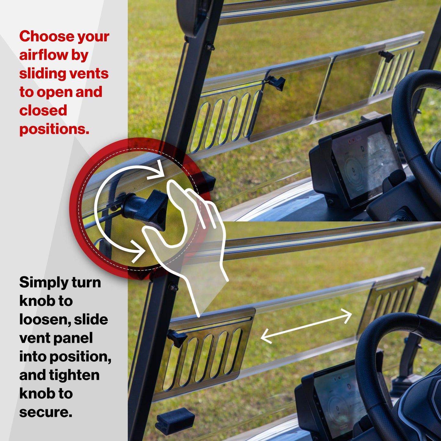 RedDot Denago Rover XL Clear Vented Folding Windshield | 1/4" Acrylic